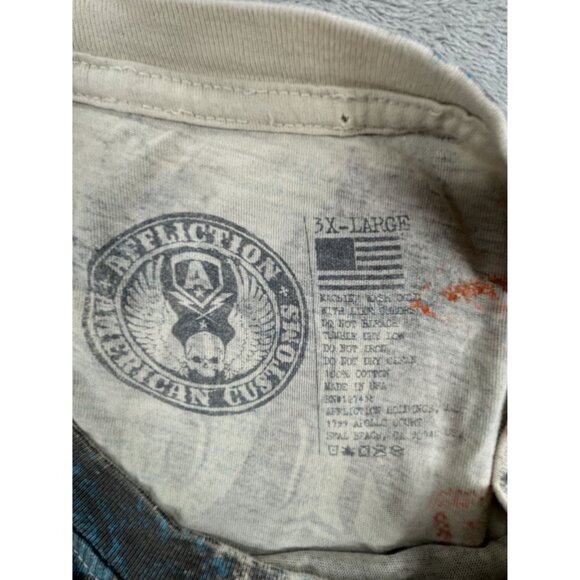 Affliction  T-Shirt American Customs Live Fast Graphic 3XL Goth Biker *Flaw* - Picture 5 of 9